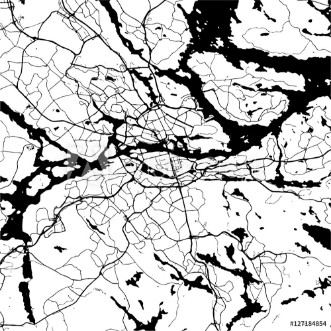 Picture of Stockholm Sweden Monochrome Map Artprint